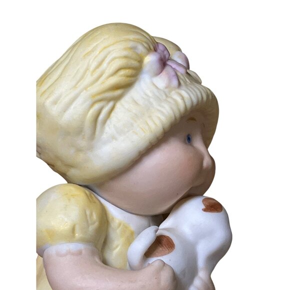 Ceramic Girl Figurine With Yellow Dress and Puppy - Picture 10 of 11